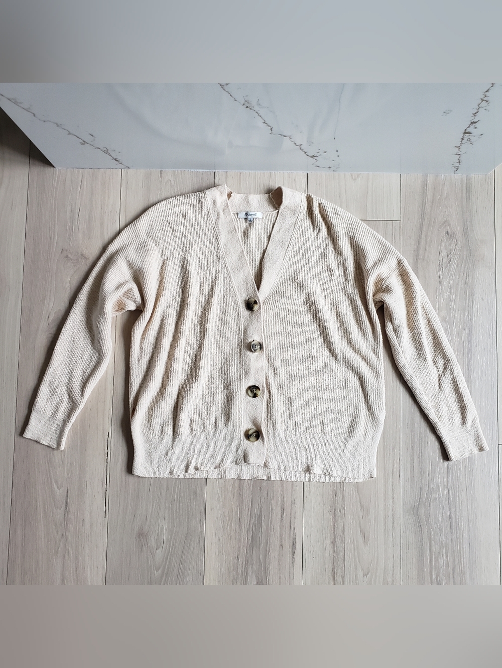 Madewell Ivory Button-Front Knit Cardigan